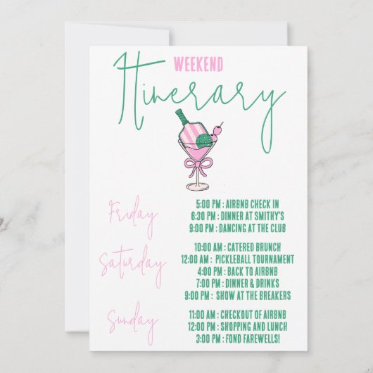 Dinks en Drinken, Pickleball Bachelorette Party Kaart (Achterkant)