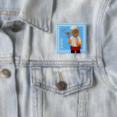 Dinky Beren BBQ Chef Vierkante Button 5,1 Cm (In situ)