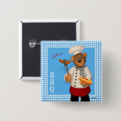 Dinky Beren BBQ Chef Vierkante Button 5,1 Cm (Voorkant /achterkant)