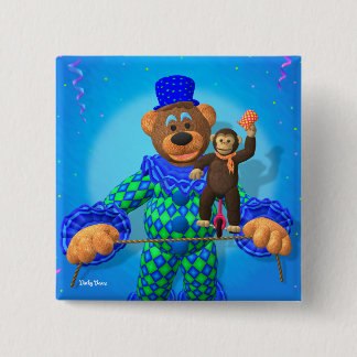 Dinky Beren Clown met zijn kleine vriend Vierkante Button 5,1 Cm