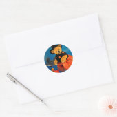 Dinky Beren Flying Witch Ronde Sticker (Envelop)