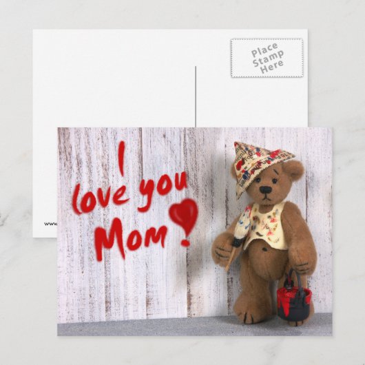 Dinky Beren: Ik hou van je, mama Briefkaart (Voorkant / Achterkant)