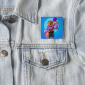 Dinky Beren met aap Vierkante Button 5,1 Cm (In situ)