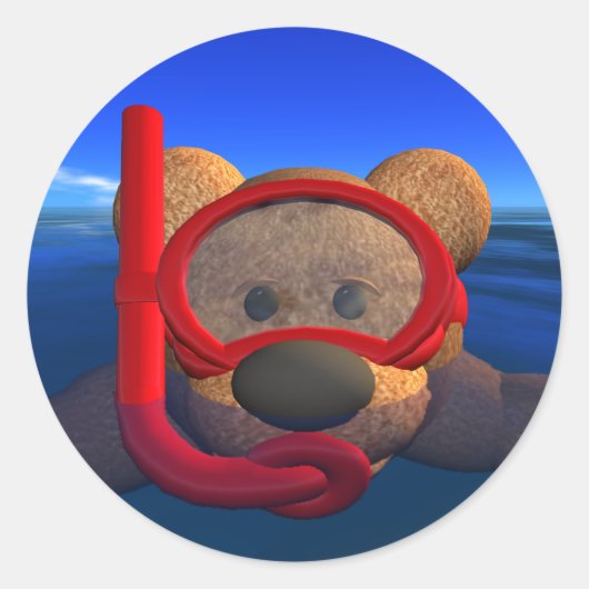 Dinky Beren: Snorkeler Ronde Sticker (Voorkant)