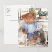 Dinky Beren Waterverf - Beer lezen Briefkaart (Voorkant / Achterkant)