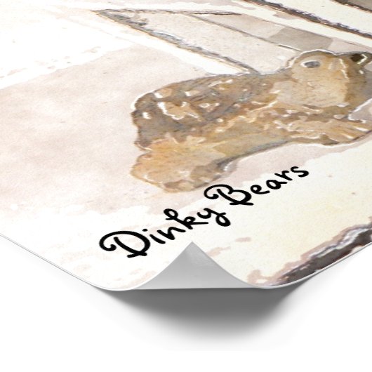 Dinky Beren Waterverf - Beer lezen Poster (Hoek)