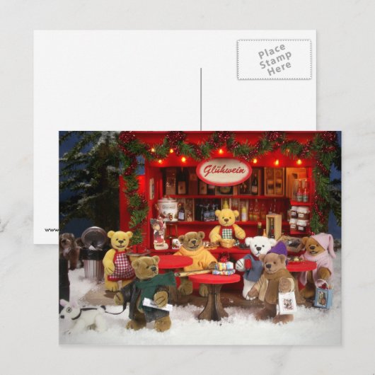 Dinky Markt van Kerstmis van Beren Feestdagenkaart (Voorkant / Achterkant)