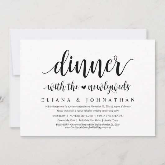 Dinne met de nieuwpootjes, bruiloft Elopement Kaart (Voorkant)