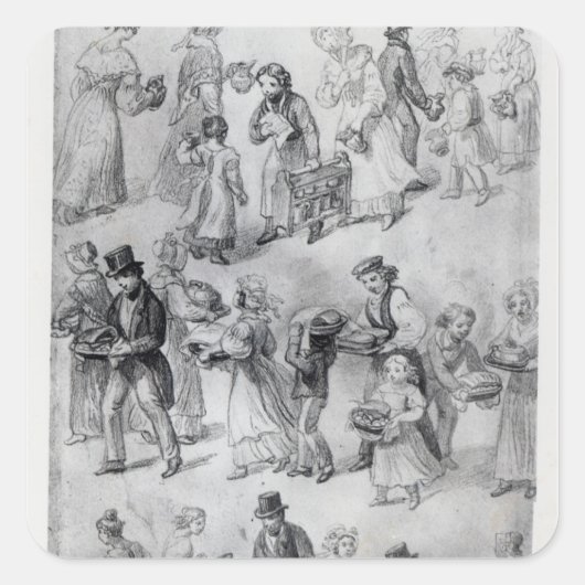 Dinner, 1841 vierkante sticker (Voorkant)