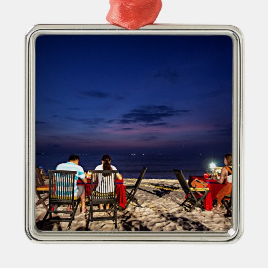 Dinner at Jimbaran Beach, Bali Metalen Ornament (Voorkant)