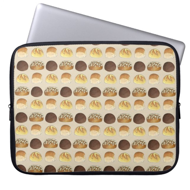 Dinner Bread Rolls Buns Bakery Baker Chef Foodie Laptop Sleeve (Voorkant)