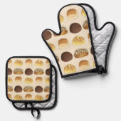 Dinner Bread Rolls Buns Bakery Baker Chef Foodie Ovenwant & Pannenlap Set (Voorkant / Achterkant)