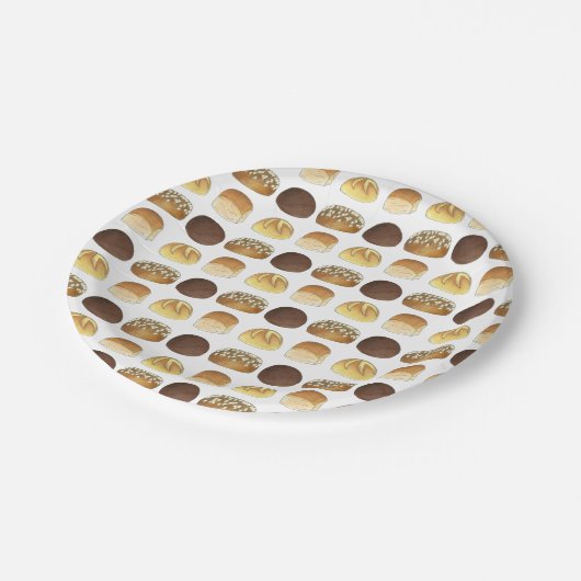Dinner Bread Rolls Buns Bakery Baker Chef Foodie Papieren Bordje (Gekanteld)