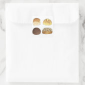 Dinner Bread Rolls Buns Bakery Baker Chef Foodie Vierkante Sticker (Tas)