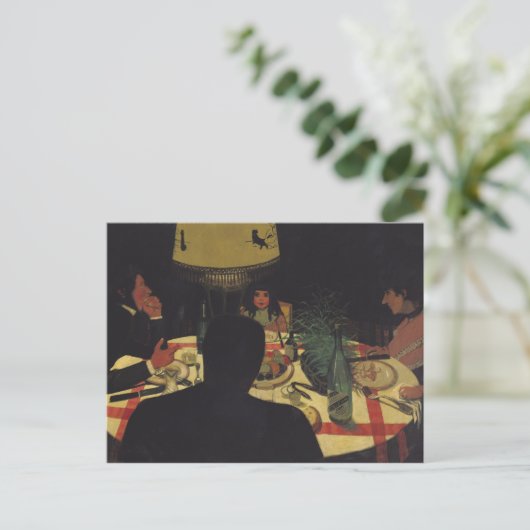 Dinner by Lamplight, 1899 Briefkaart (Staand voorkant)