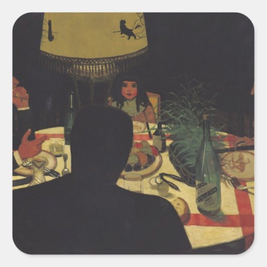 Dinner by Lamplight, 1899 Vierkante Sticker (Voorkant)