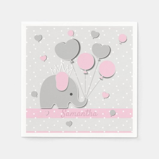 Dinner Elephant Balloons Nursery Gift Servet (Voorkant)