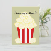 Dinner en Movie Hot Buttered Popcorn Invitation Kaart (Staand voorkant)