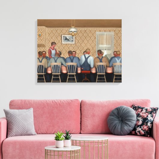 Dinner for Threshers by Grant Wood Canvas Afdruk (Insitu (Woonkamer))