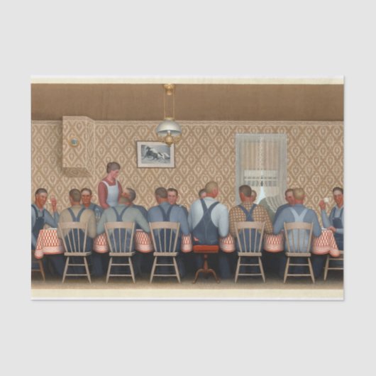 Dinner for Threshers by Grant Wood Tissuepapier (Voorkant)