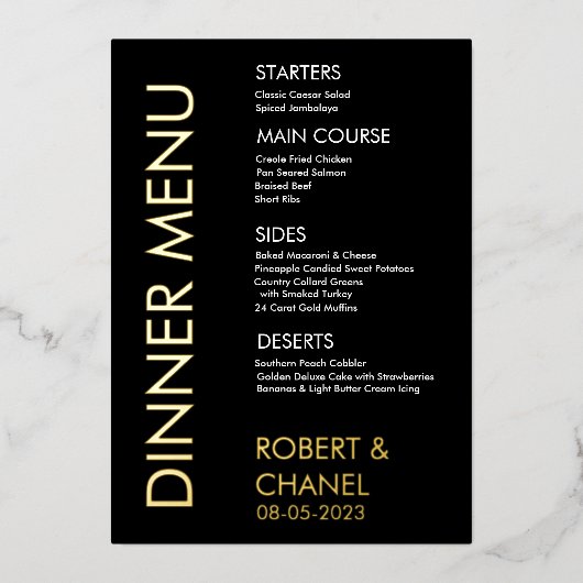 Dinner Menu Folie Uitnodiging (Voorkant)