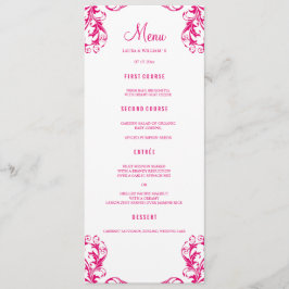Dinner Menu-kaarten voor bruiloft | Fuchsia Damask Menu