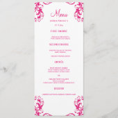Dinner Menu-kaarten voor bruiloft | Fuchsia Damask Menu (Voorkant)