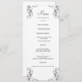 Dinner Menu-kaarten voor bruiloft | Grijze Damasst Menu (Voorkant / Achterkant)