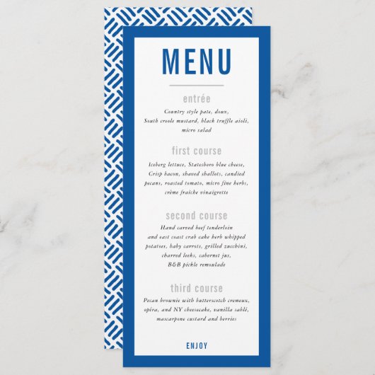 DINNER MENU modern blok roodblauw (Voorkant / Achterkant)