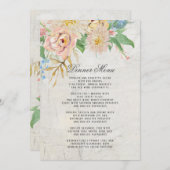 Dinner Menu Summer Waterverf Blush Floral Foliage (Voorkant / Achterkant)