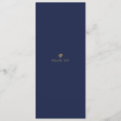 Dinner-menukaart voor bruiloft met donkerblauwe kl menu (Achterkant)