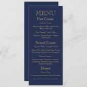 Dinner-menukaart voor bruiloft met donkerblauwe kl menu (Voorkant / Achterkant)