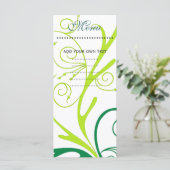 Dinner-menukaart, zwenkfloraal menu (Staand voorkant)