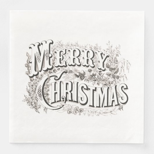 DINNER NAPKIN MET  TEKST "MERRY CHRISTMAS" SERVET (Voorkant)