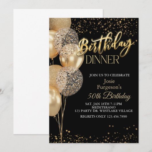 Dinner Party, Any Age, Birthday Dinner Kaart (Voorkant / Achterkant)