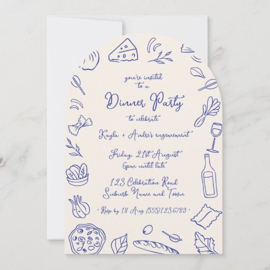 Dinner Party Arch Invitation Amalfi Coast Kaart (Voorkant)