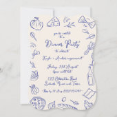 Dinner party hand drawn invitation kaart (Voorkant)