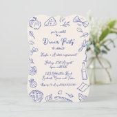 Dinner party hand drawn invitation kaart (Staand voorkant)
