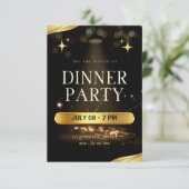 Dinner Party Invitation – Elegant Gold Design RSVP Kaartje (Staand voorkant)