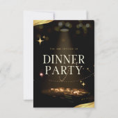 Dinner Party Invitation – Elegant Gold Design RSVP Kaartje (Achterkant)