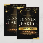 Dinner Party Invitation – Elegant Gold Design RSVP Kaartje (Voorkant / Achterkant)