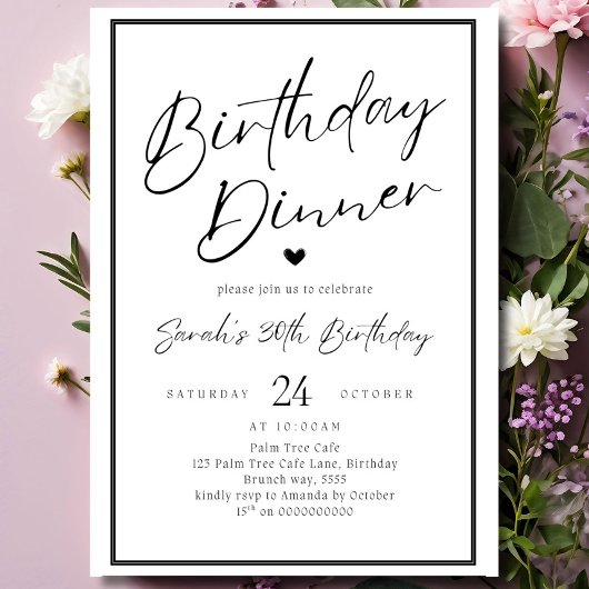 Dinner Party Invitation Template Black Adult Any A Kaart