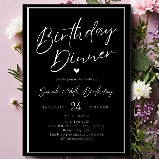 Dinner Party Invitation Template Black Adult Any A Kaart