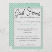 Dinner Party Invitations in Mint Kaart (Voorkant / Achterkant)