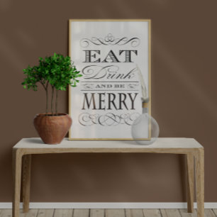 Dinner Party Kitchen Dining Room Eat Drink Merry Poster