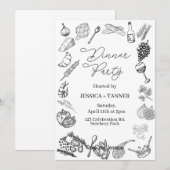 Dinner Party, Minimalist Party, Birthday Dinner, Kaart (Voorkant / Achterkant)