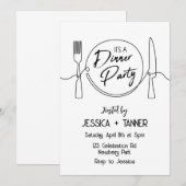 Dinner Party, minimalistische partij, verjaardagsd Kaart (Voorkant / Achterkant)