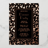 Dinner Party Nodig Artistic Black Elegant Roos uit Folie Uitnodiging (Voorkant)