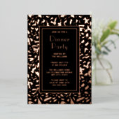 Dinner Party Nodig Artistic Black Elegant Roos uit Folie Uitnodiging (Staand Voorkant)