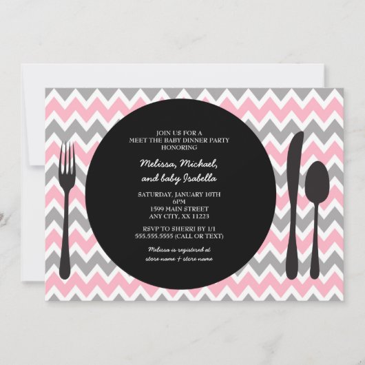 Dinner Party nodigt/ontmoet de babymeisjesdouche u Kaart (Voorkant)